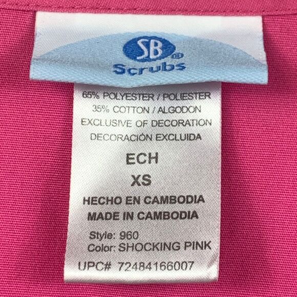 Medical Scrubs Top Womens XS Pink Short Sleeve V Neck Overlap Front Pockets - Picture 6 of 8
